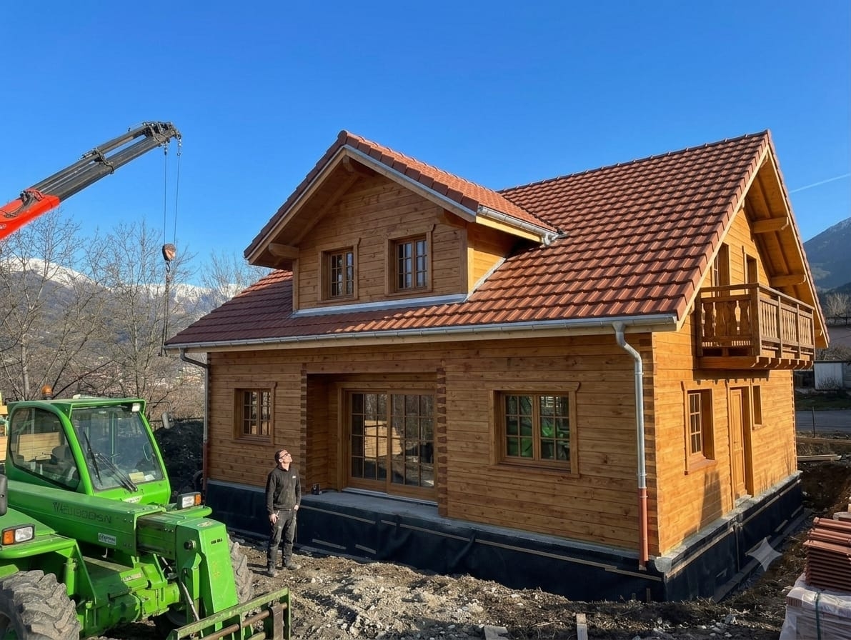 Chalet neuf à Veysonnaz — façade en mélèze